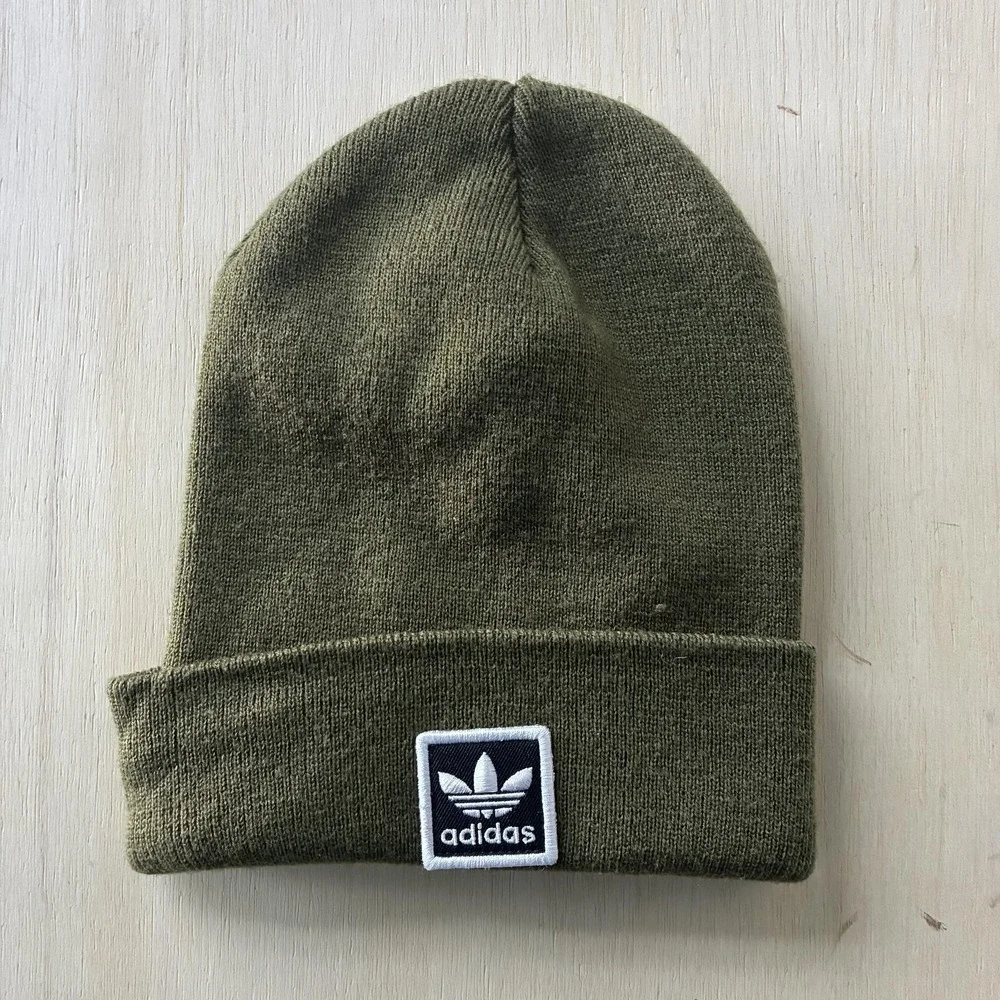 Adidas Hat Mens‎ One Size Green Ribbed Cuffed Acrylic Knit Winter Beanie